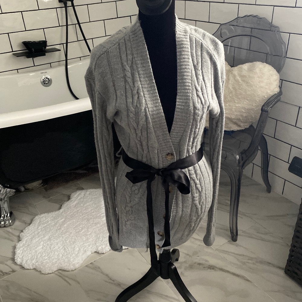 Bcbgmaxazria  long cardigan sweater with belt